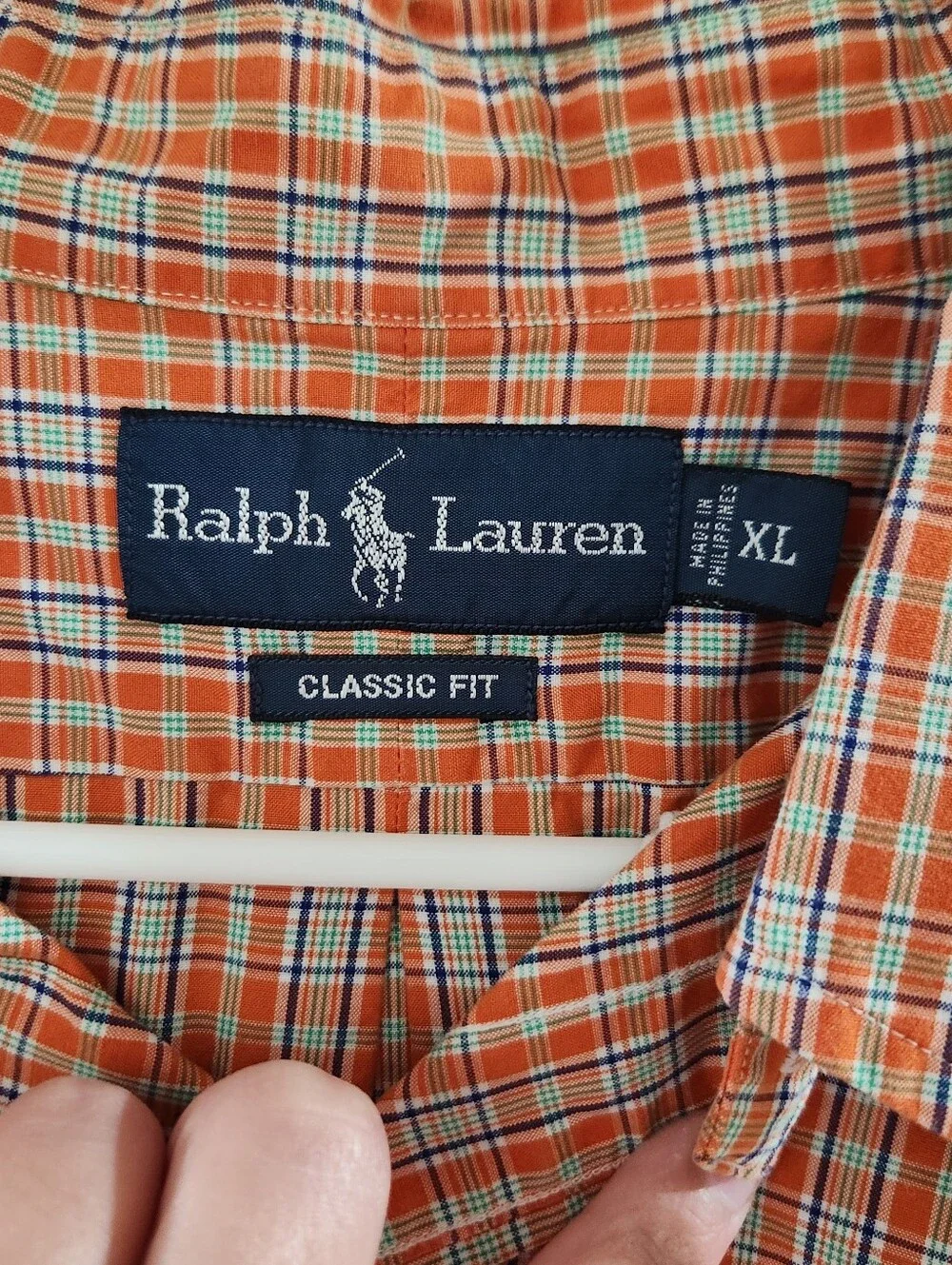 Ralph Lauren Orange Plaid Sz Xl Long Sleeve Button Up - Picture 3 of 4